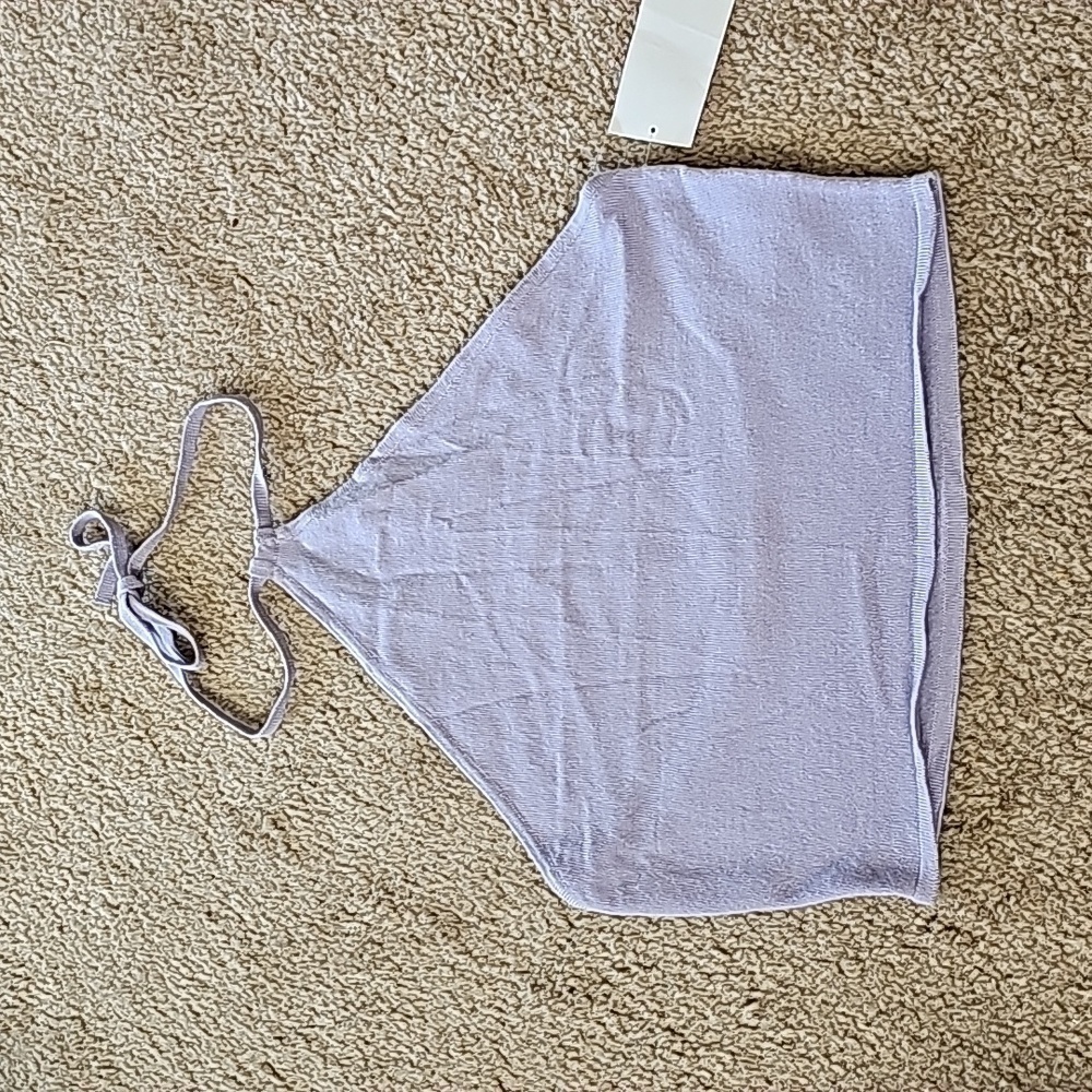 We Wore What Lilac Knit Cropped Halter Top Medium